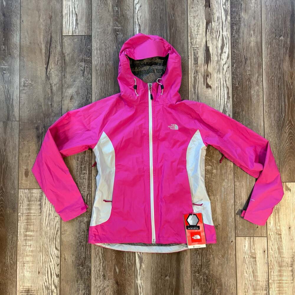 The North Face RDT Rain Jacket Women’s Small Pink White Hooded Windbreaker NWT